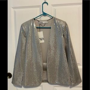 Zara sequin silver cape